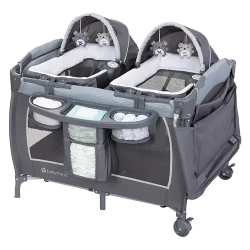 Baby Trend® Lil' Snooze™ Deluxe III Portable Nursery Center® Playard for Twins w/ 2 Removable Bassinets, Organizer & Tote Bag