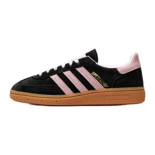 Women’s Adidas Handball Spezial 3-Stripes Black Pink Gum Flat Suede Sneakers - Sporty, Retro Accents, Everyday Walking Fashion Footwear