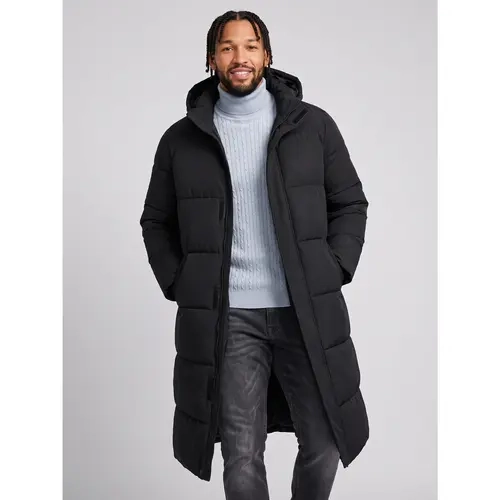 KZZ Men's Sleek Solid Quilted Waterproof Medium-Length Long-Sleeve Thermal Down Jacket - Insulated Overlay, Wind-Blocking Zipper, Quick On/Off, Instant Coverage, Pocketed Casual Coat, Outer Layer Style, Protective Outerwear