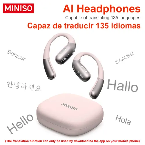 MINISO X28 Open Ear Wireless Bluetooth Earbuds - Electronic Earphones with Bluetooth 5, 135-Language Real-Time Translation Support, 58H Playback, HIFI Stereo, Fast Charging, Multi-Language Voice Activation Smart Headphones
