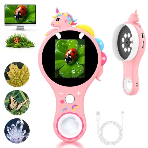 New Mini Handheld USB-Powered Digital Microscope - Portable, HD Display Educational School Supply for Kids - Birthday Gift techvibes