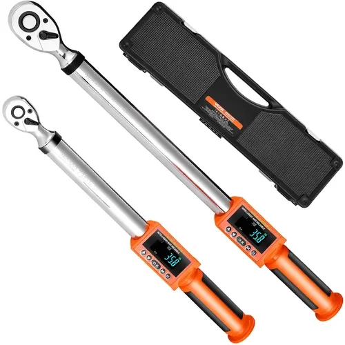 VEVOR 2-Piece Alloy Steel Tool Kit Set, 1/2" & 3/8" Ready Drive Digital Torque Wrenches, 72-Tooth Chrome Rustproof Reversible Ratchets, Lowlight LED Display, ±2% Accurate, Mechanic Tools for Mechanics, Father's Day Gift