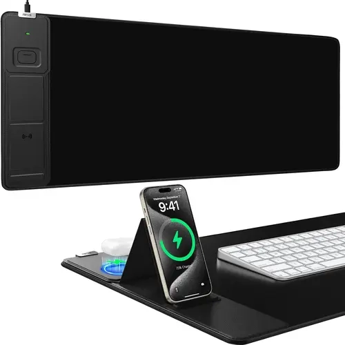 XXL Gaming Mouse Pad with 15W Wireless Charging, 31.5x15.75 Inch XXL Size, Micro Weave Cloth, Non Slip & Waterproof, Adjustable Angle, International Warranty Desk Accessories desk accessory cable management SummerWins, Gaming Mousepad, Universal Mouse Pad