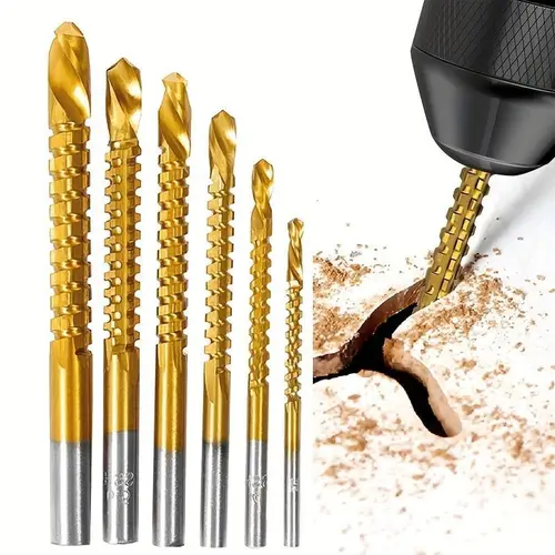 Titanium-Plated High-Speed Steel Drill Bits Set Metalworking & Wood Drilling Sharp Serrated Design Anti-Rust Coating Power Tool Accessories