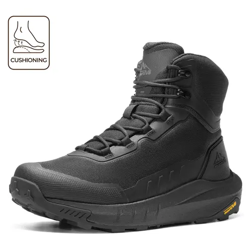【Fall Deals】NORTIV 8 Men's 8-Inch Tactical Hiking Boots - Lightweight EVA Cushion Sole, Light ETPU Sole, ETPU Rubber Grips Terrain, Side Zipper, Arch Support, Vegan Leather, Nylon, Mesh, Construction, All Season - for Work, Motorcycle Use