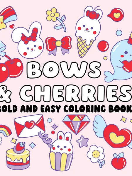 Cartoon Bow and Cherry Coloring Book - Bold-Lined Paperback Coloring Pages, Easy-to-Use Children's Literature & Art Book for Creative Fun