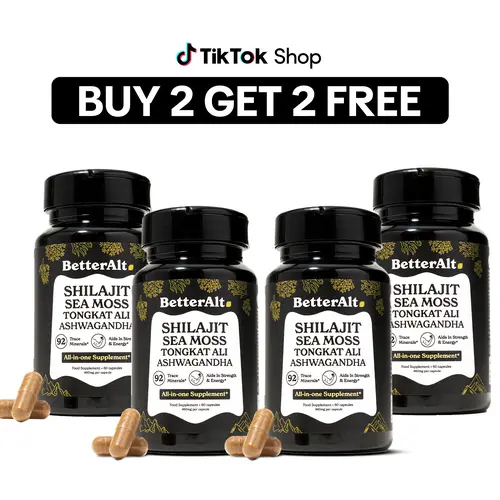 BetterAlt B2G2 GOLD+ Shilajit, Ashwagandha & Sea Moss Capsules | Lab-Tested for Purity | Helps Boost Energy & Immunity | 2-Month Pack