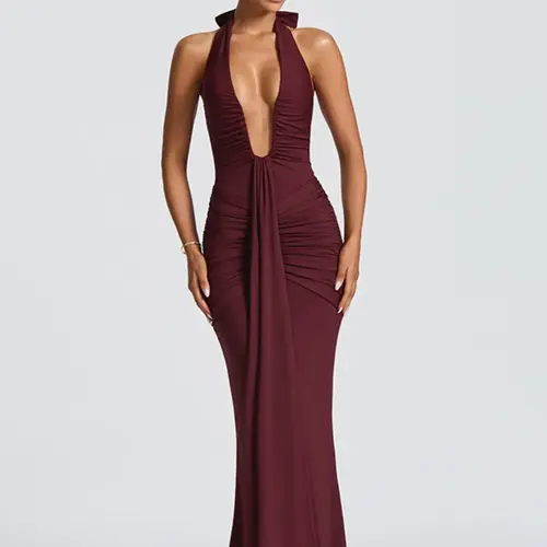 Women's Backless Bodycon Dress, Elegant Solid Color Sleeveless Dress, Ladies Summer Clothes, Elegant Evening Gown