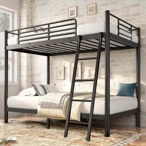 Twin Over Twin Metal Bunk Bed – Heavy Duty for Teens & Adults!  Space-Saving, Rounded Edges, Noise-Free, Easy Assembly Bedframe Bedroom Furniture