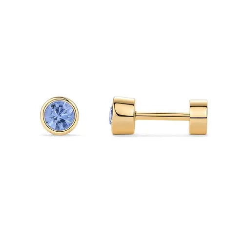 PAVOI 14K Gold Plated 925 Sterling Silver Post Colored Cubic Zirconia Flatback Earrings for Women - Small Cartilage Stud Earring - Helix Piercing Jewelry