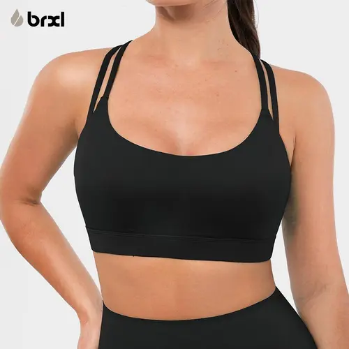 BRXL Women's Seamless High Support Padded Sports Bra - Nylon-Spandex, Crossover Back, Slip-Resist Straps, Rubber Band, UPF 50+, Martindale 4+ Wear-Resistance, Yoga Workout, Workout Outfit Inspo, Standard Sizes, XS