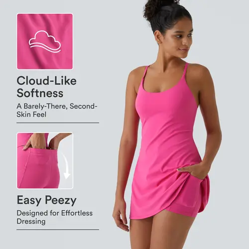 Halara Softlyzero Plush Backless Active Dress-Easy Peezy Edition, Flare Dance Dress