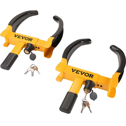 VEVOR 2-Pack Heavy-Duty Steel Wheel Clamp Anti-Theft Locks, Strong Visual Deterrent, 6 Keys, 9-Hole Size Match, Tire-Safe Arc Pad, Adjustable Universal for ATV RV, 2-Pack for Backup