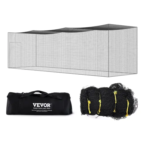 VEVOR 35ft Fully Enclosed Batting Net - Durable PE Training Equipment for Baseball/Softball Practice, Carry-Bag Portable Pitching Cage with Hook-and-Loop Door, Easy to Install, All Ages (NET ONLY)