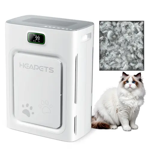 Heapets P339 Pet Air Purifier Large Home 4200 sq ft, Suck up Floating Cat Dog Hair Dander, 7-Stage H13 HEPA Anion Activated Carbon Filter, Air Purifiers with APP for Odor Allergies Smoke Dust, Zero Ozone