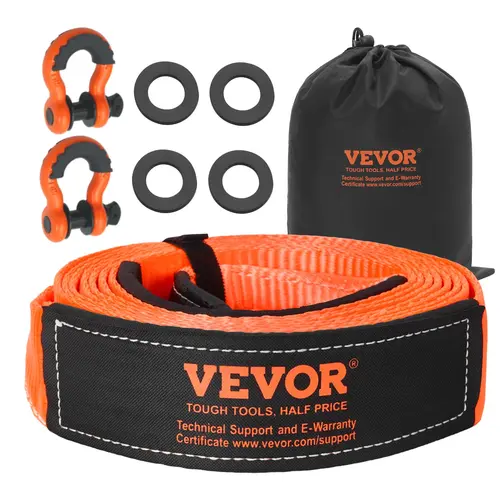 【DealsForYouDays】VEVOR Heavy Duty Tow Strap Recovery Kit 3 in x 20 ft (MBS-36,000 lbs) Tree Saver Winch StrapTriple Reinforced Loop & Protective Sleeves & Storage Bag3/4" D-Ring Shacklesfor Truck Jeep SUV ATV, Car Accessory, Vehicle, Truck Accessories