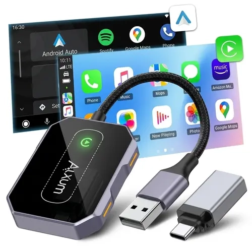 ALXUM 2026 Wired to Wireless CarPlay Dongle - Converts Factory Wired CarPlay/AA to Wireless, Voice Control, Siri Assistance, Pocket-Bag Ready - Car Accessory for iPhone 8-15 & iOS 10+ (Not for Video)