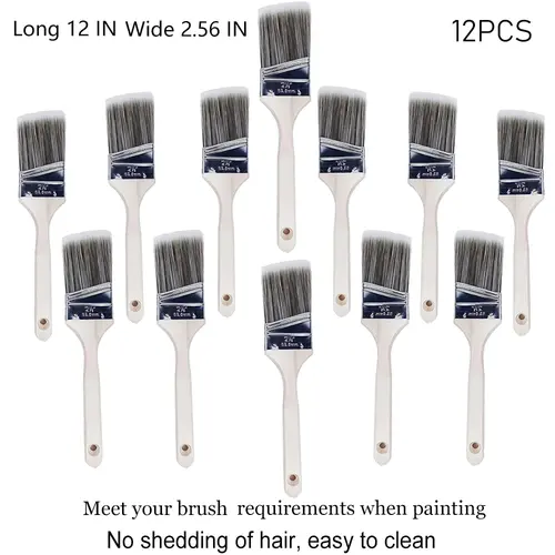Paint Brushes - 4/6/12-Pack - 2.56" Angle Sash Brushes for All Latex and Oil Paints & Stains - Home Improvement - Interior & Exterior Use Painting Wooden
