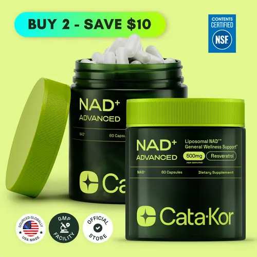 2x Cata-Kor NAD+ Advanced 500 mg - NAD+ Supplement for Energy & Healthy Aging - 120 Count (60 Day Supply) - Previously known as Reus Research NR 900 Edible Fitness