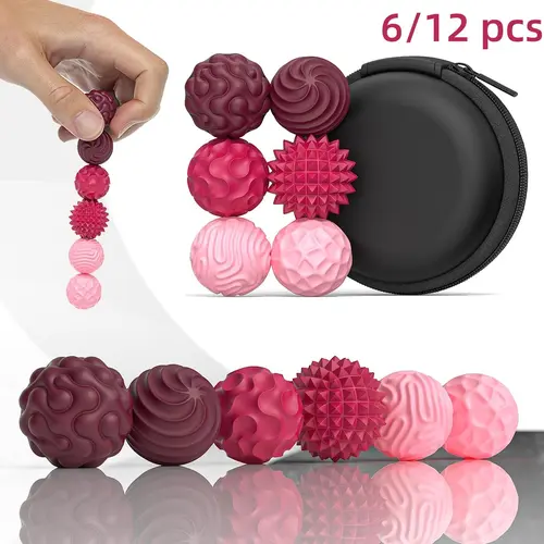 【Black Friday】Silicone Magnetic Fidget Ball Set, 6-Count Stress Relief Toys for Autism & ADHD, Spiky Sensory Toys for Travel & Daily Use, Gifts for Teens & Adults