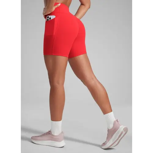 CRZ YOGA Secretsculpt Womens Butterlift High Waist Scrunch Butt Biker Shorts with Pockets 5"-No Front Seam Workout Booty