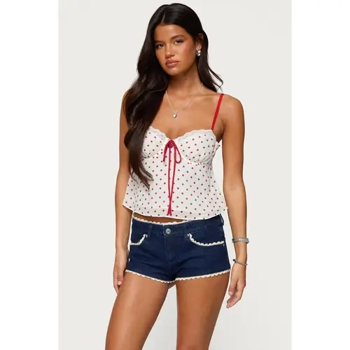 Contrast Polka Dot Cupped Chiffon Top