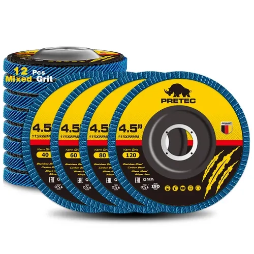 12-Pack 4.5" Zirconia Flap Discs – 40 Grit Type 27 for Angle Grinder, Grinding, Rust Removal & Finishing