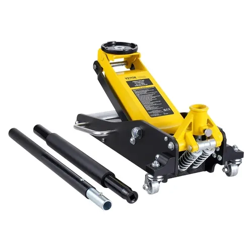 VEVOR 2-Ton (4400 lbs) Low Profile Aluminum Iron Floor Jack, Heavy Duty Hydraulic Racing Jack with Dual Pistons Quick Lift Pump, Lever Principle Automotive/Car Repair Tools for Family Sedans, 3.2" Low Clearance, 3.2"-14.6" Height Lifting Range (Yellow)