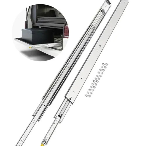 VEVOR Heavy Duty Pair Set Lockable Ball Bearing Side-Mounted Drawer Slides, 16-60 in Sizes, 500 lbs Weight Capacity, 3-Fold Full Ext, 0.77 in Thickness, 3 in Width, Silent Glide, High-Hardness for Vending Machines & Shelving