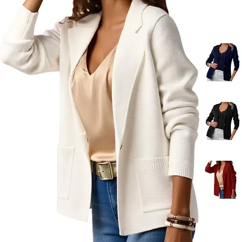 Womens Casual Sweater Blazers Open Front Long Sleeve Work Office Suit Knit Jackets Blazer #TikTokShopJumpstartSale  Soft Fit Style Slim Womenswear Fabrics