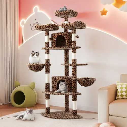 SHA CERLIN 73in Durable Corner Cat Tree - Space-Saving Multi-Level Perches, Condo, Reinforced Scratching Posts, Scratchers, Easy Assembly, Play Space (Summervibes Father's Day Gift), Corner Design