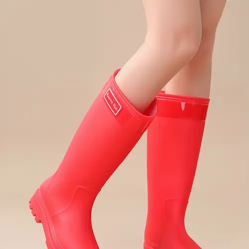 Women's Waterproof Mid-Calf Rain Boots, Durable PVC Garden Shoes with Comfortable Insole, Non-Slip Slip-On Outdoor Work Boots, Pull On Boots