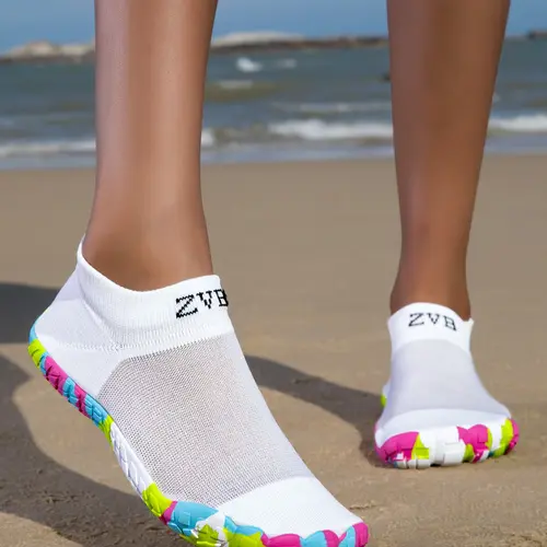 Women's Wide Fit Water Shoes, Yoga Shoes, Water Aqua Shoes, Water Footwear, Quick Dry Shoes, Rubber Sole, Elastic Textile Upper, Soft Comfortable Lightweight, All Season Use