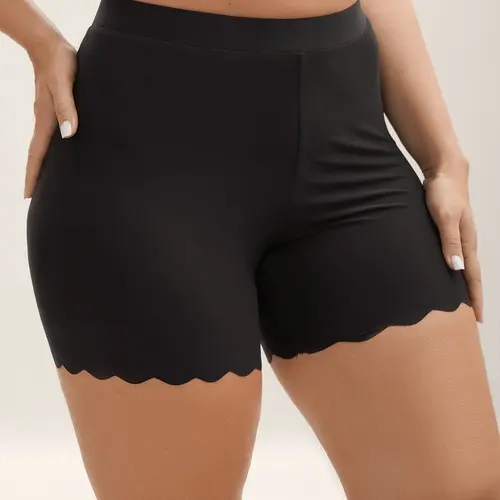 BloomChic Scalloped Trim Stretchy Skinny-Fit Leggings 【M-6XL】