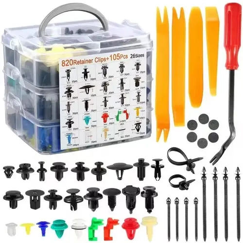 HE26 Plastic Car Clip Retainer Rivets Fasteners Kit (925/725/240/100 PCS) with 1 Remover, Easy-Install Functional Cars Accessories for Vehicle Repair, Door Trim Push Pins