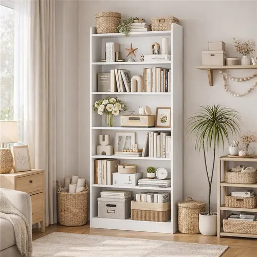Yaheetech 6-7 Tier Open Shelf Bookshelf - Modern Simple Tall Furniture with Top Open Compartment for Books, Room Storage, Living Room Home Decor, Office, Study