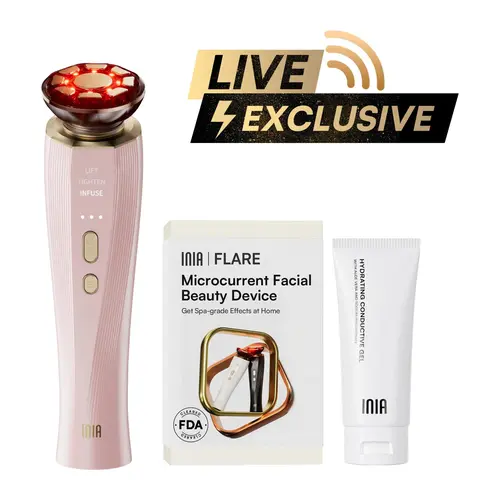 【LIVE EXCLUSIVE】INIA FLARE All-in-One Facial Beauty Device, 3-in-1 Facial Massager Beauty Device for Face and Neck Skin Rejuvenation Lifting/ Tightening/ Infusing, Perfect Gift Season Pick,Summer Beauty Gift Ideas