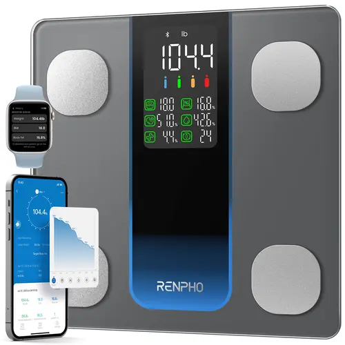 [Livestream Exclusive] RENPHO Elis 2XL Bathroom Scale, 500lb Capacity Bluetooth-Enabled Smart Scale with App Body Metrics, 4 Sensors for Accurate Data, Multiple Profiles, Custom Modes, Spring Glow Up Gym Gift