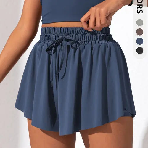 Women's Sporty Summer Shorts with Pockets, Fitted Design for Gym, Yoga, Running & Tennis, Cute Practical Casual Wear, Solid Pocket Skorts, Workout Tennis Skorts