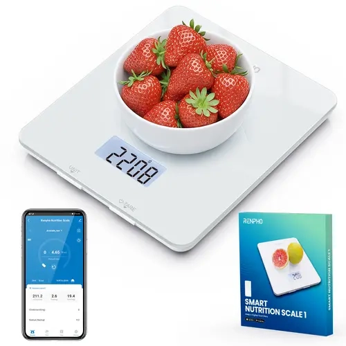 [Livestream Exclusive] RENPHO Food Nutritional Scale with App Home Gifts, Tempered Glass, 1G, 5000G, Bluetooth Control From Your Phone