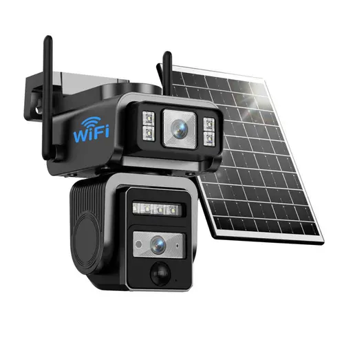 Solar CCTV WIFI Security Camera 1080P HD Clear Picture PIR Motion Detection Color Night Vision Waterproof Dual Lenses No Dead Angle Home 360 Night-Vision A24S-Aj19,father'sdaygifts
