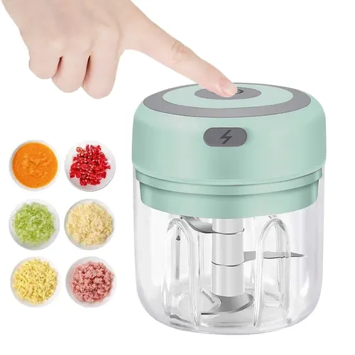 Multifunctional Food Chopper - USB Rechargeable Cordless Portable Handheld Tool, 250ml Stainless Steel Mini Processor for Home Cooks, Quick-Clean Parts, Longer Press for Smoother Results, Household Items, Home Goods, Garlic in Seconds, Ginger Mince Fast