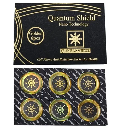 Quantum Shield sticker, for use on mobile phones, headphones, and laptops