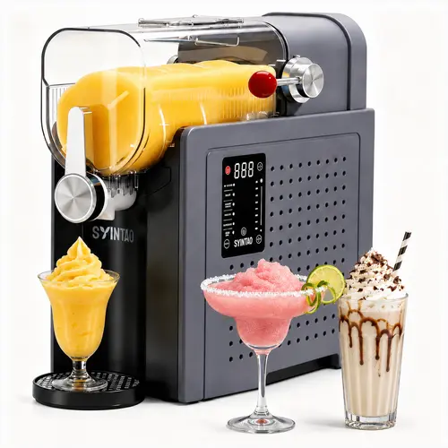 SYINTAO Compact Design Ice-Free Slushie Machine - Icee Machine with Digital Display, 76oz/96oz/135oz Capacity, 24H Preset, 6 Preset Modes, 24-Hour On-Call, Automatic Cleaning, Family Kitchen Specialty Appliance for Gatherings