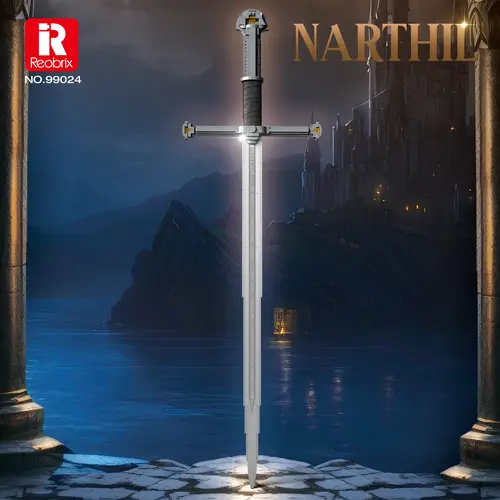 BUILDIFY Long Sword Building Set, 521-Piece Medieval Style Display Model Building Kit with Stand, Home Office Shelf Decor
