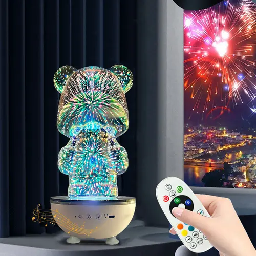 HITOZON Cordless Portable Bluetooth Speaker - Flexible Rotating Speaker, White RGB 360° LED Light, USB Stereo, USB Type-C, Remote Control, Smartphone/PC/Laptop Compatible, ABS Build, Bedroom Decor, Cool Gadgets, Mini Gifts