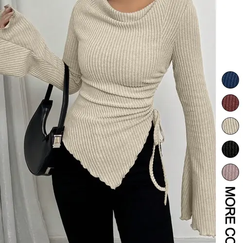 【Black Friday】Women's Basic Long Sleeve T-Shirt for Fall & Winter, Casual Slim-Fitting Soft Knit Top, Comfortable and Fashionable Everyday Wear