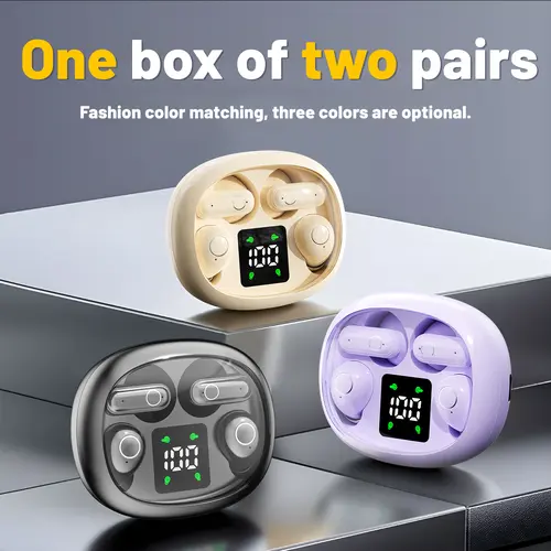 MSHUKCOE Wireless Bluetooth Headphones，Tiny Size Invisible Earbuds，Waterproof Headsets，With Mic，Sleep and Sports Earphones Set, 2 Pairs, Mini and Short Handle Design，for Work Sport Sleeping summerwins