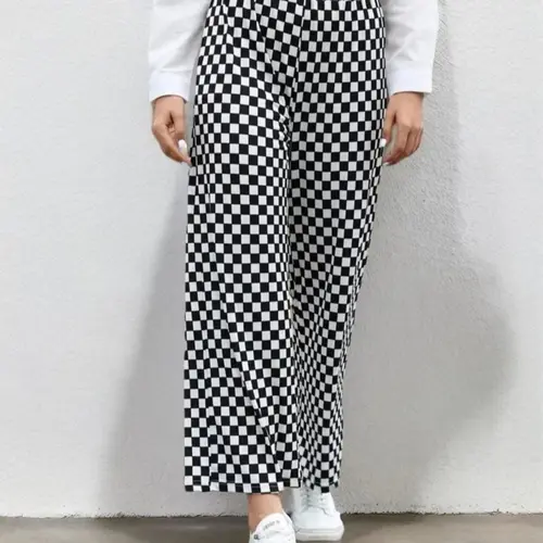 Plus Size Women's Fashion Plaid Printed Pants, Casual Loose-Fit Streetwear, Comfortable Trousers for Everyday Wear, All Seasons, Woven