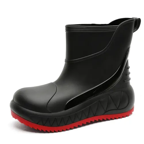 Men's Waterproof Rain Boots, Short Fashionable Non-Slip Wear-Resistant Rubber Shoes, Kitchen Fishing Car Wash Water Shoes, One-Piece Slip-On, Anti Slip Boots, Weatherproof Footwear, Footwear Boot